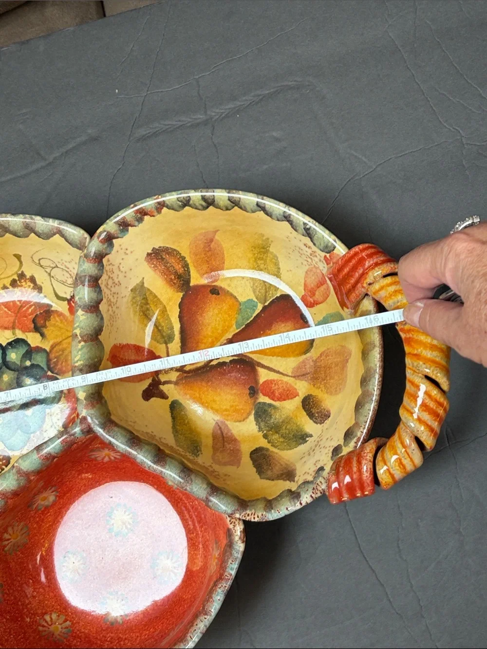 Italina Red Orange Yellow Three-Section  Serving Dish